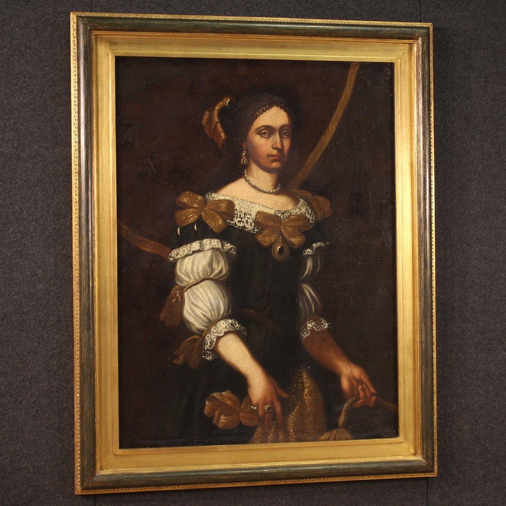 Dipinto italiano ritratto di dama del XVIII secolo-photo-3