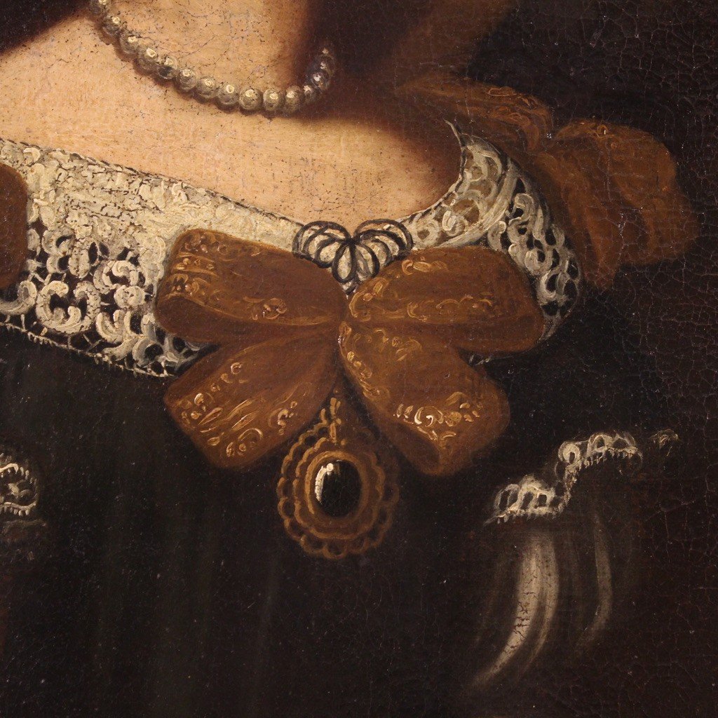 Dipinto italiano ritratto di dama del XVIII secolo-photo-4