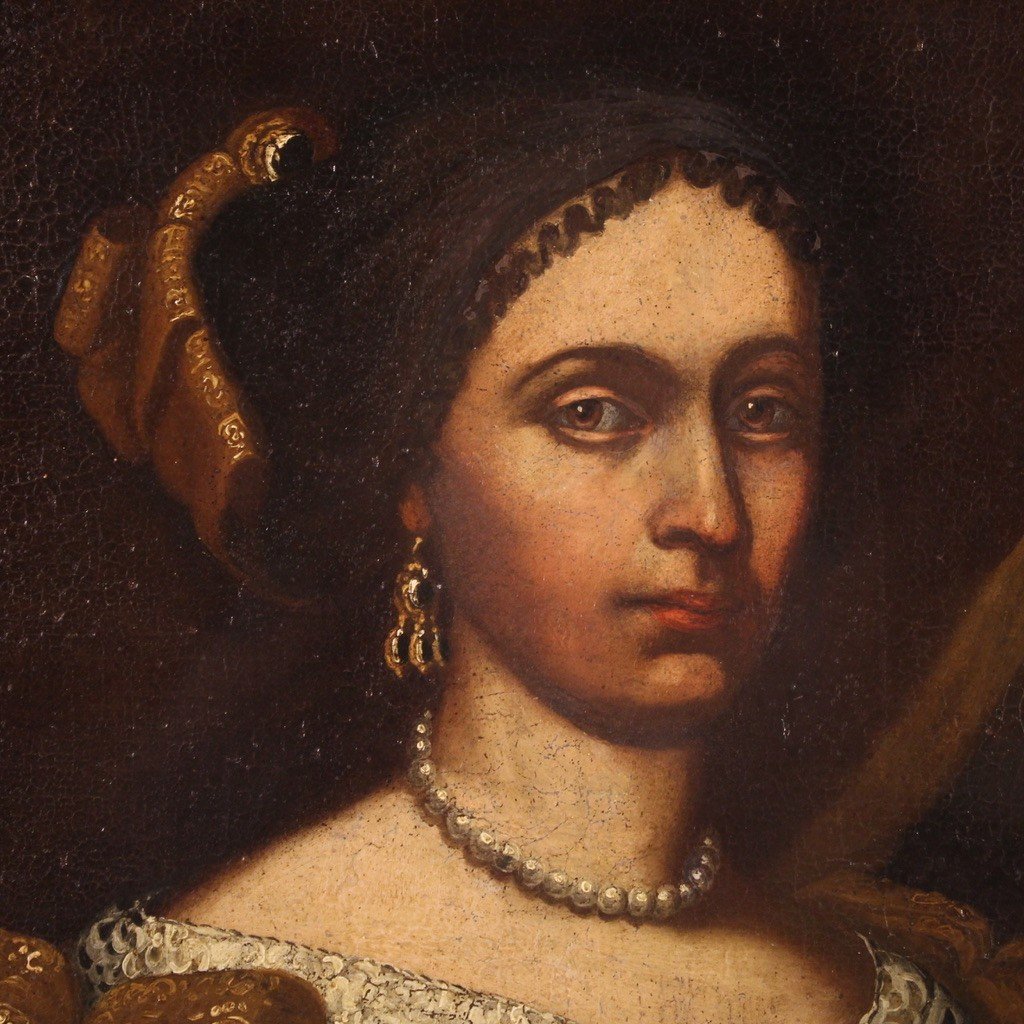 Dipinto italiano ritratto di dama del XVIII secolo-photo-8