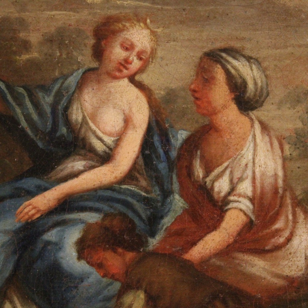 Dipinto italiano del XVIII secolo olio su tela, il bagno di Diana-photo-5