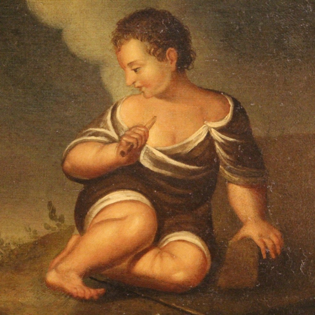 Dipinto antico italiano del XVIII secolo-photo-5