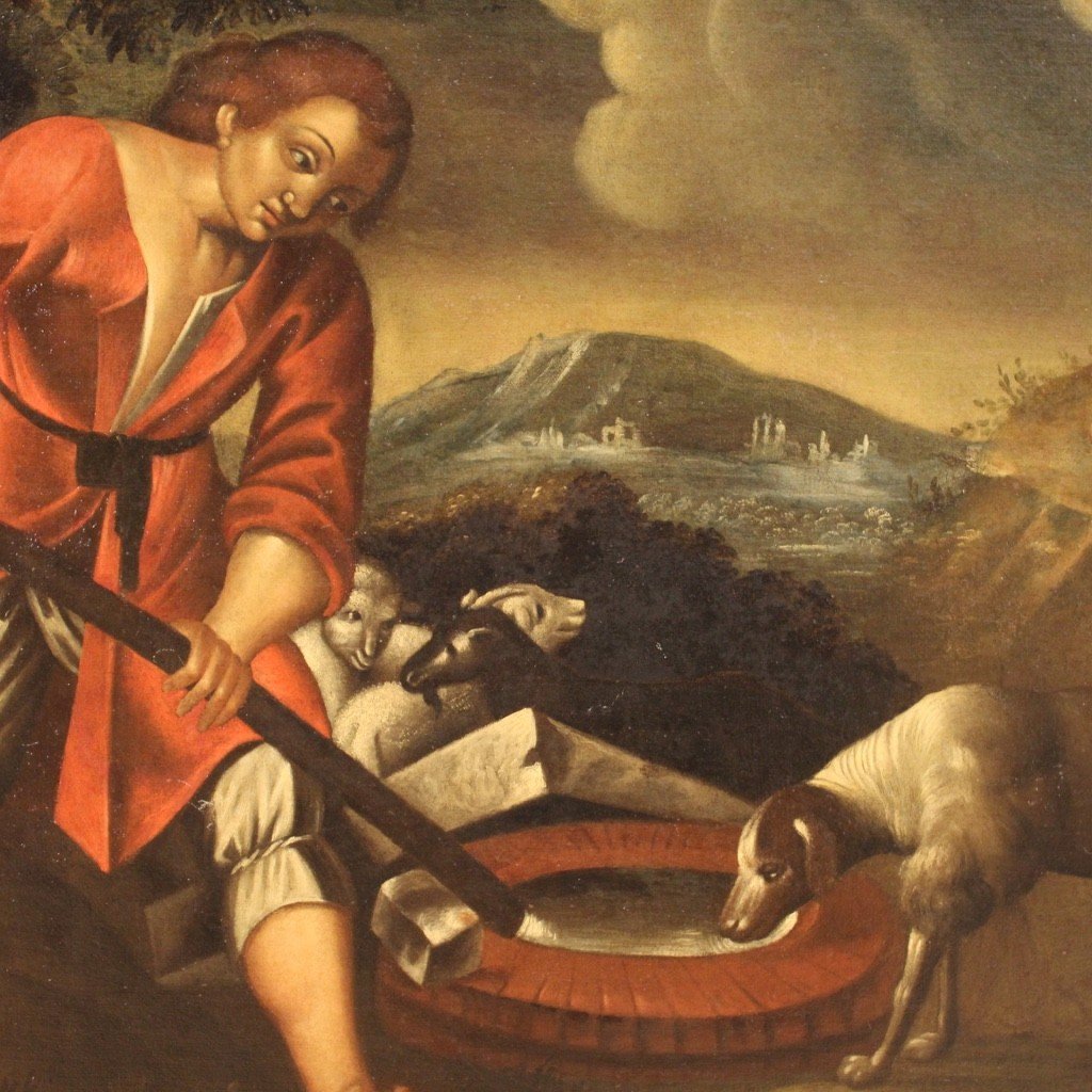 Dipinto antico italiano del XVIII secolo-photo-6