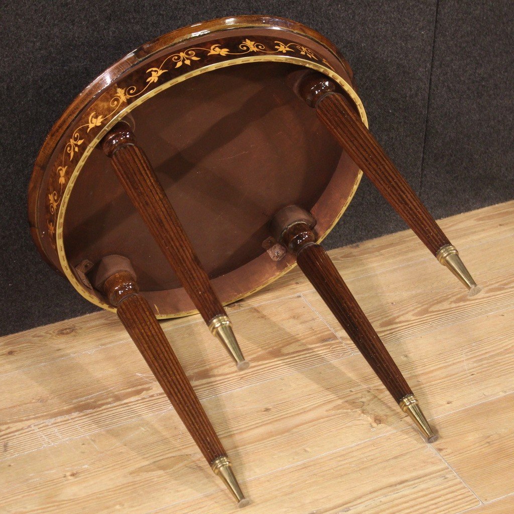 Tavolino italiano in legno intarsiato del XX secolo-photo-5
