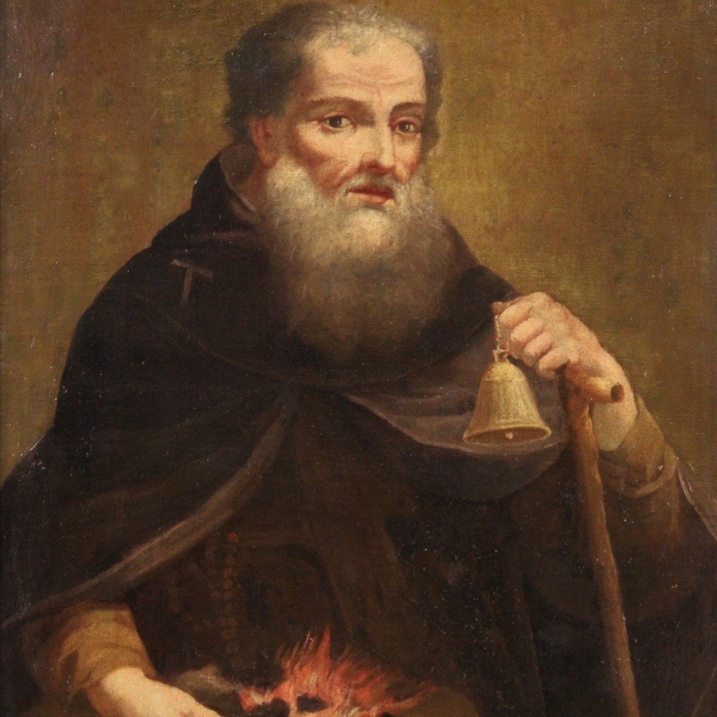 Dipinto italiano Sant'Antonio abate del XVIII secolo -photo-3