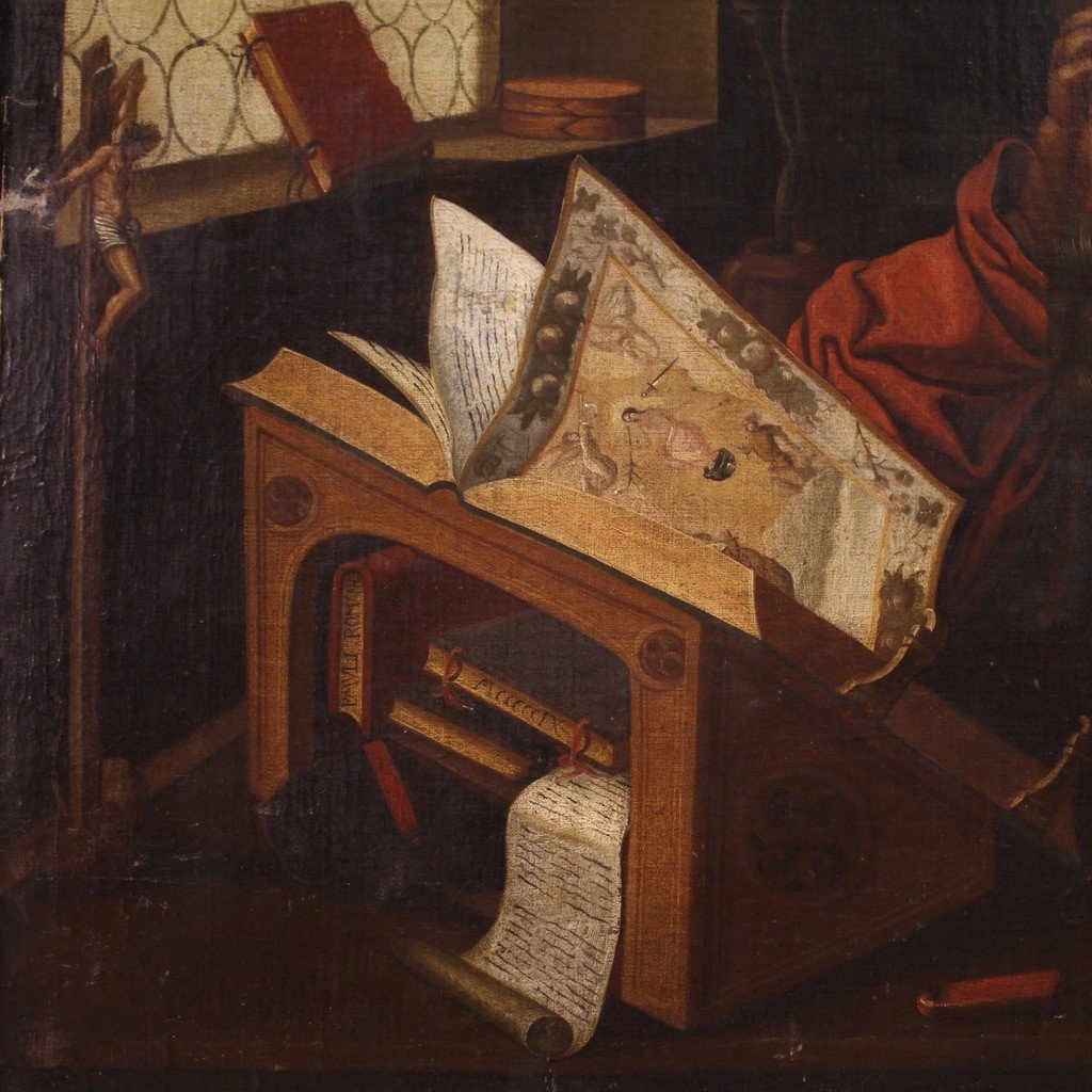 Scuola fiamminga del XVII secolo, San Girolamo nello studio-photo-1