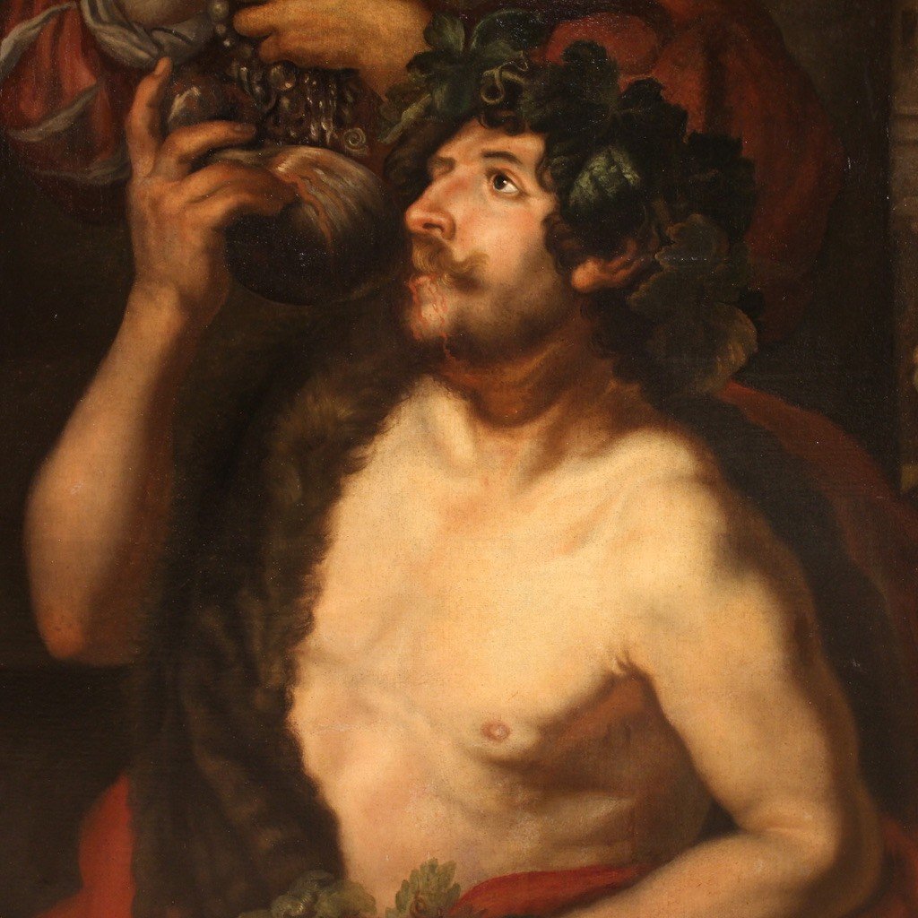 Dipinto mitologico del XVII secolo, Bacco e l'allegoria del mese di Ottobre-photo-4