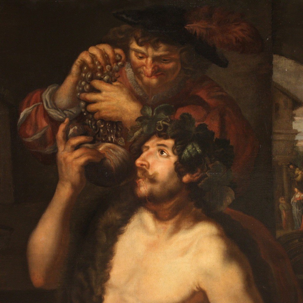 Dipinto mitologico del XVII secolo, Bacco e l'allegoria del mese di Ottobre-photo-1