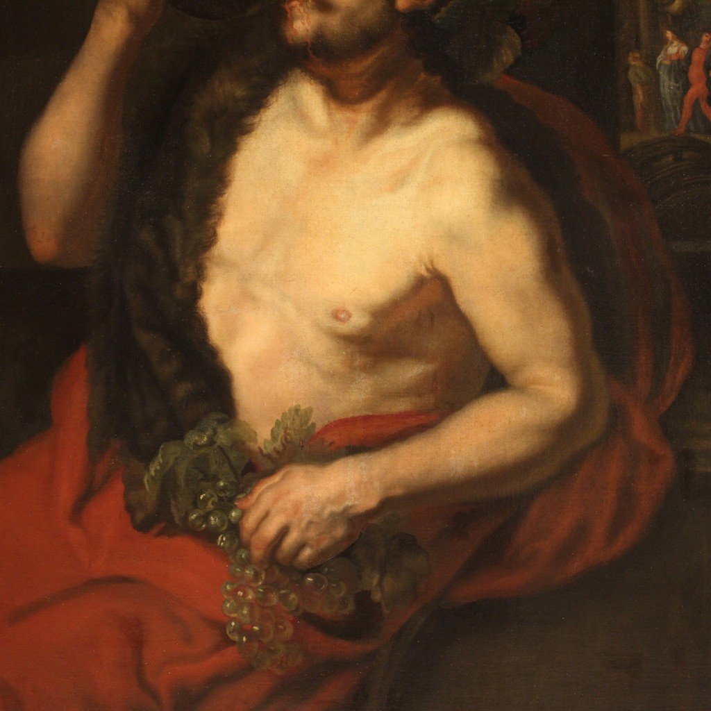 Dipinto mitologico del XVII secolo, Bacco e l'allegoria del mese di Ottobre-photo-6
