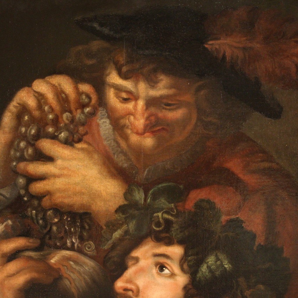 Dipinto mitologico del XVII secolo, Bacco e l'allegoria del mese di Ottobre-photo-7