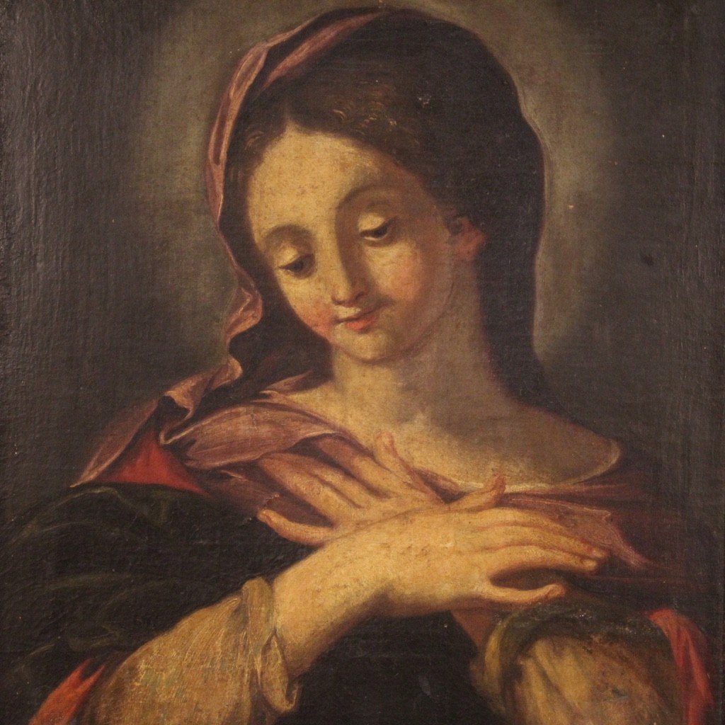 Dipinto italiano religioso Madonna del XVII secolo-photo-2