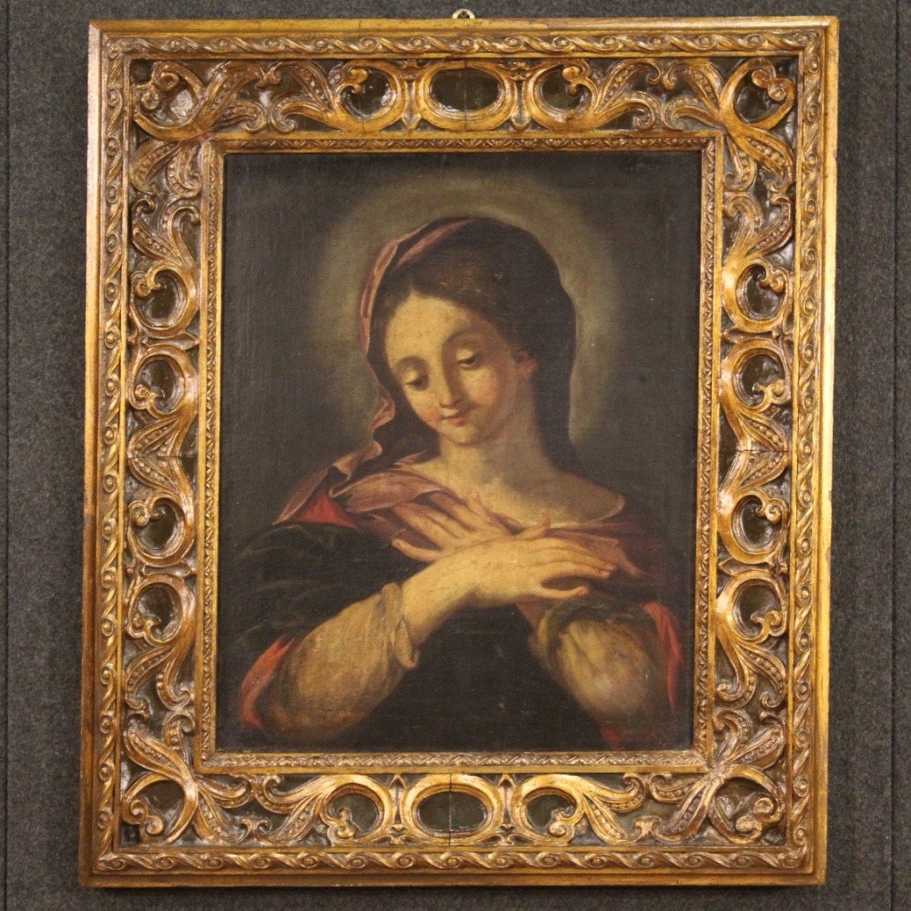 Dipinto italiano religioso Madonna del XVII secolo-photo-3