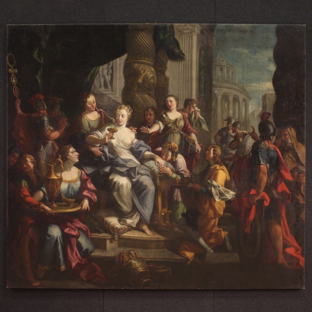 Grande quadro italiano del XVIII secolo, Artemisia beve le ceneri di Mausolo-photo-2