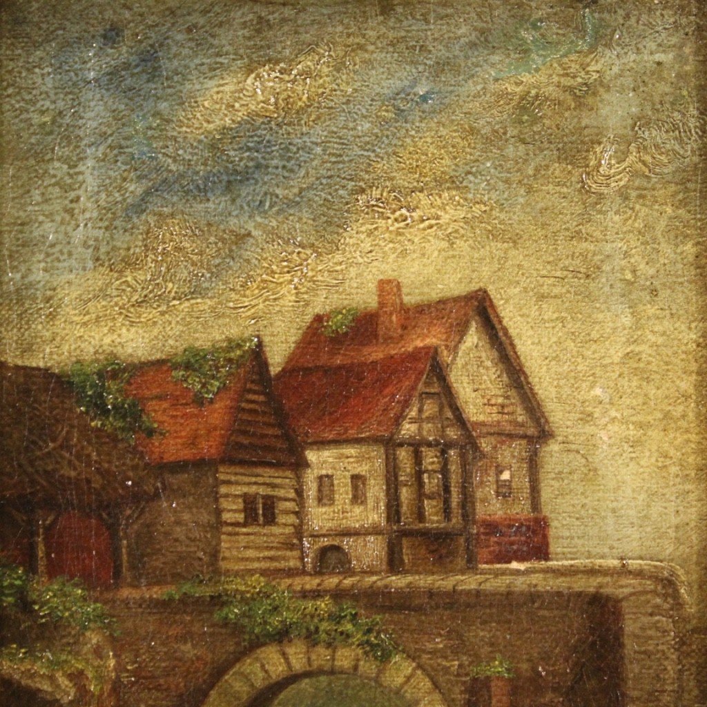 Dipinto inglese paesaggio sul fiume del XX secolo-photo-1
