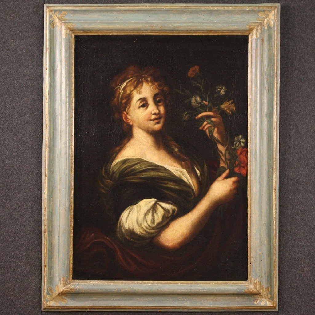 Dipinto italiano ritratto di dama del XVIII secolo-photo-2
