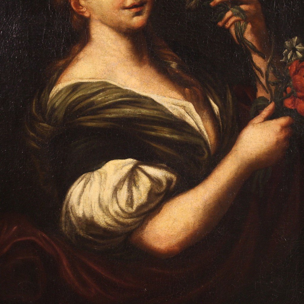 Dipinto italiano ritratto di dama del XVIII secolo-photo-1