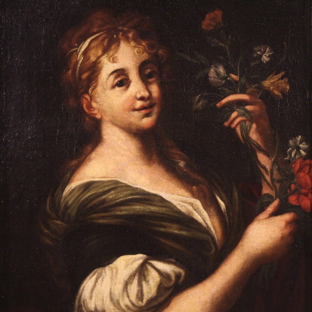 Dipinto italiano ritratto di dama del XVIII secolo-photo-3