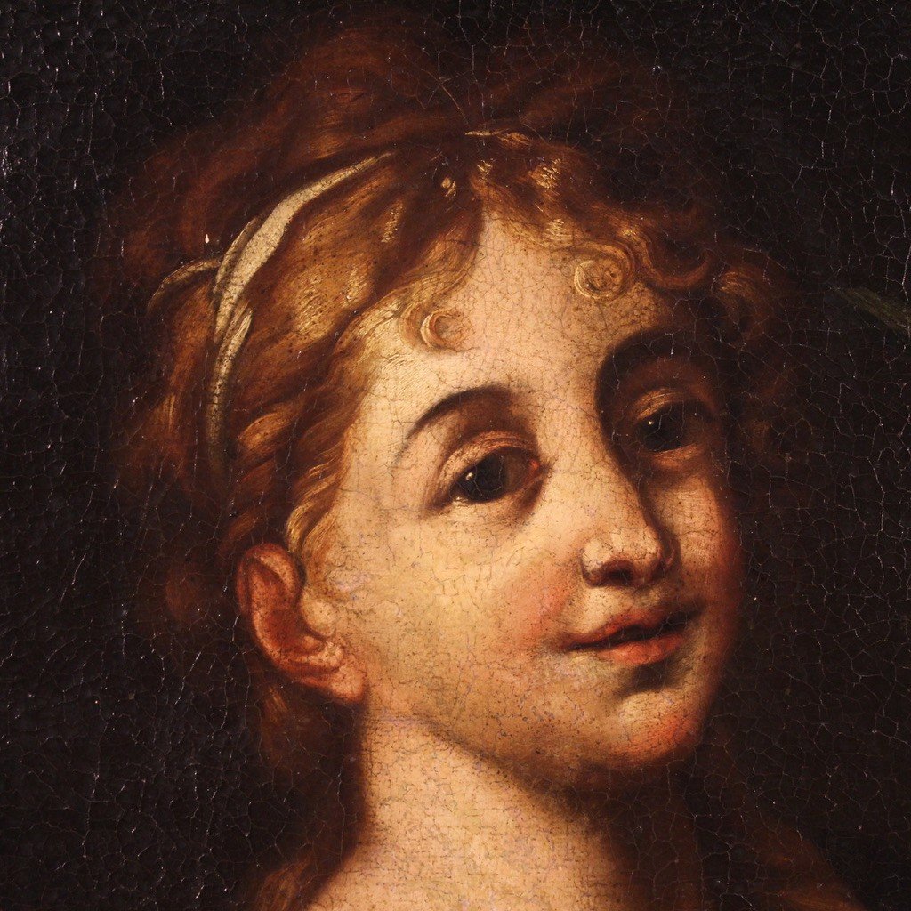 Dipinto italiano ritratto di dama del XVIII secolo-photo-5