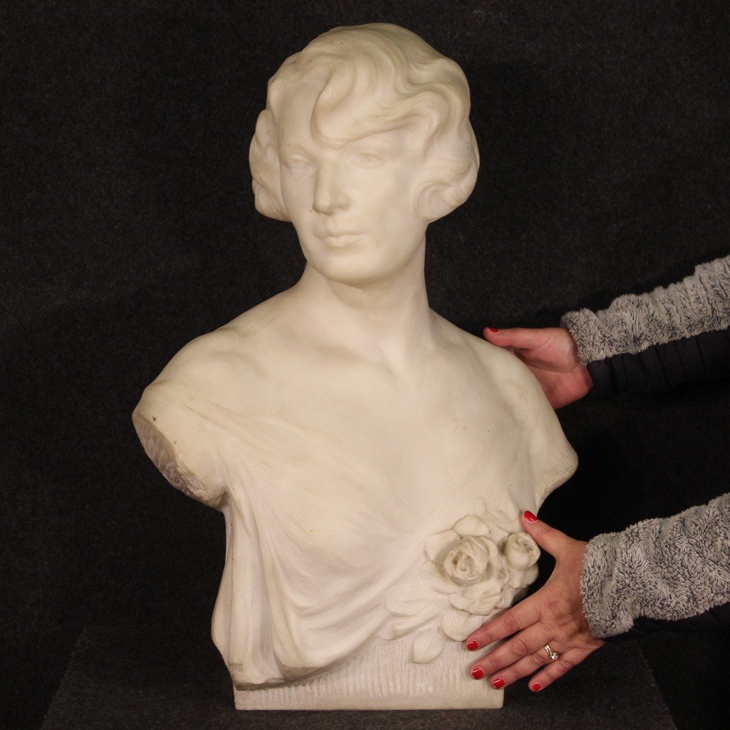 Grande scultura in marmo busto di donna-photo-4