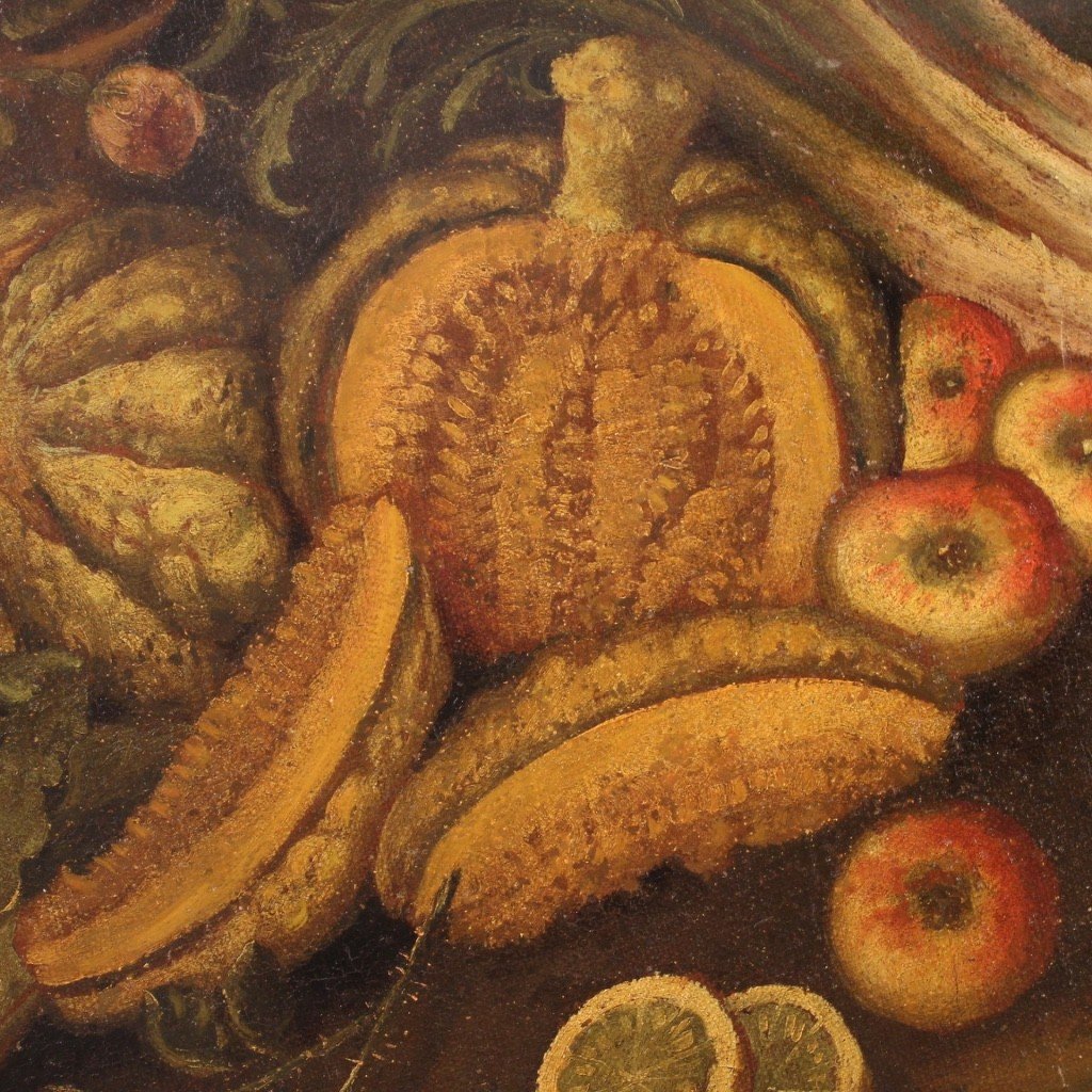 Dipinto ovale italiano natura morta del XVIII secolo-photo-5
