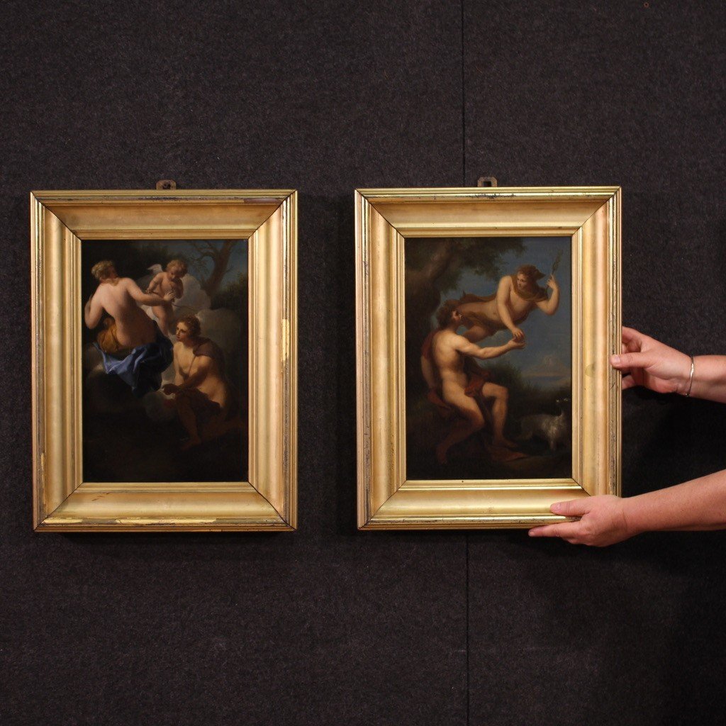 Splendida coppia di dipinti mitologici del XVIII secolo-photo-2