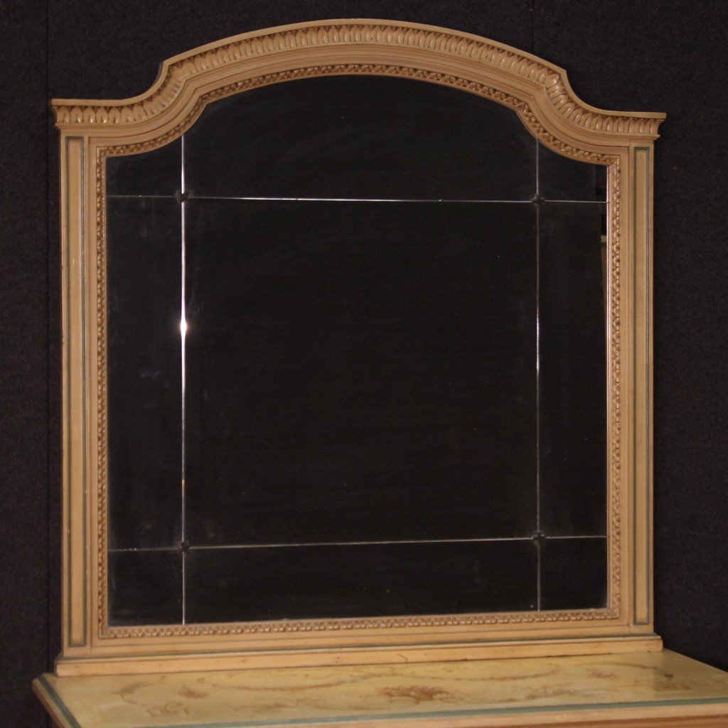 Comò in legno laccato con specchiera in stile Luigi XVI del XX secolo-photo-2