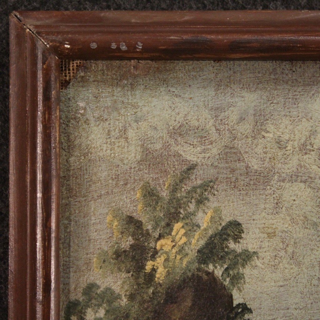 Dipinto olio su tela paesaggio con rovine del XVIII secolo-photo-6