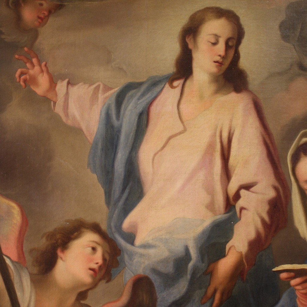 Grande dipinto italiano del XVIII secolo, transito di San Giuseppe-photo-1