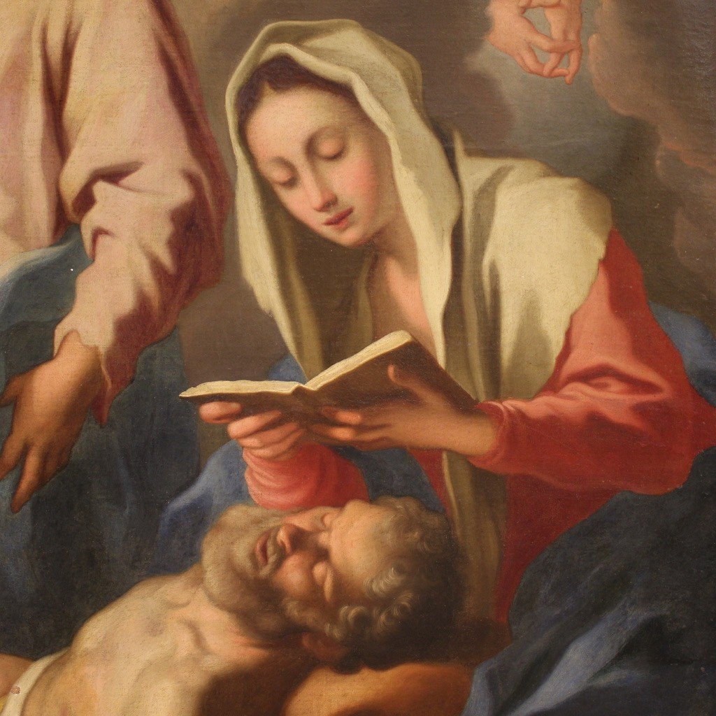 Grande dipinto italiano del XVIII secolo, transito di San Giuseppe-photo-4