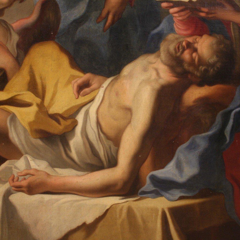 Grande dipinto italiano del XVIII secolo, transito di San Giuseppe-photo-5