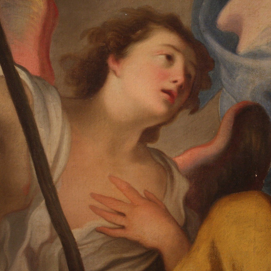 Grande dipinto italiano del XVIII secolo, transito di San Giuseppe-photo-6
