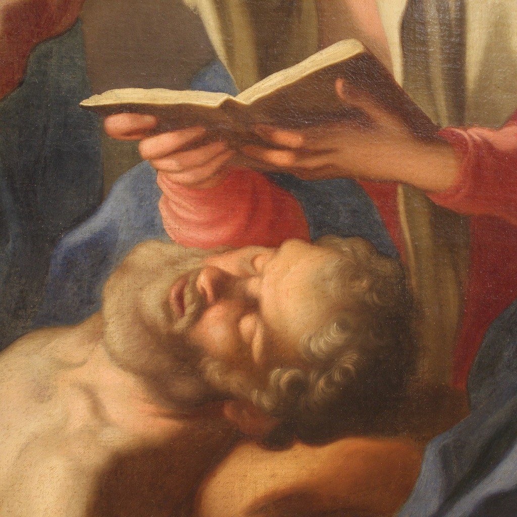 Grande dipinto italiano del XVIII secolo, transito di San Giuseppe-photo-8