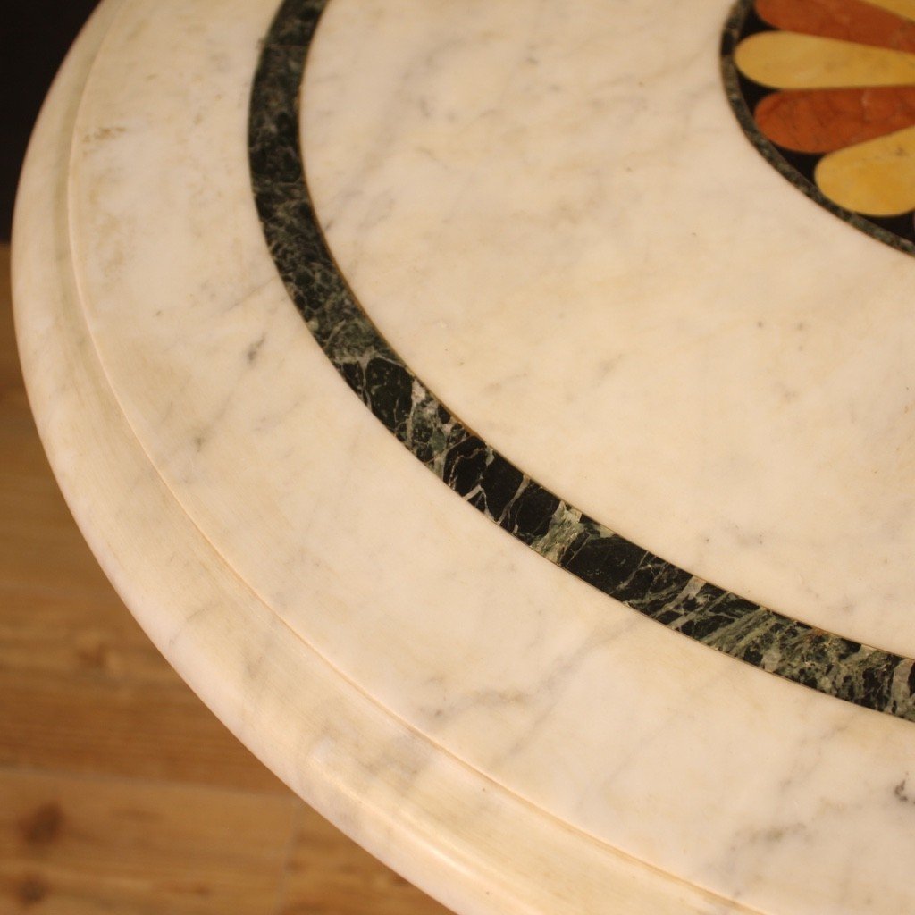 Tavolino italiano in ferro con piano in marmo del XX secolo-photo-5