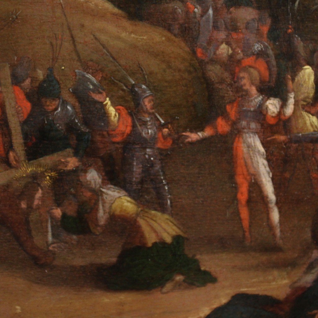 Tavola fiamminga del XVII secolo, Salita al Calvario-photo-7