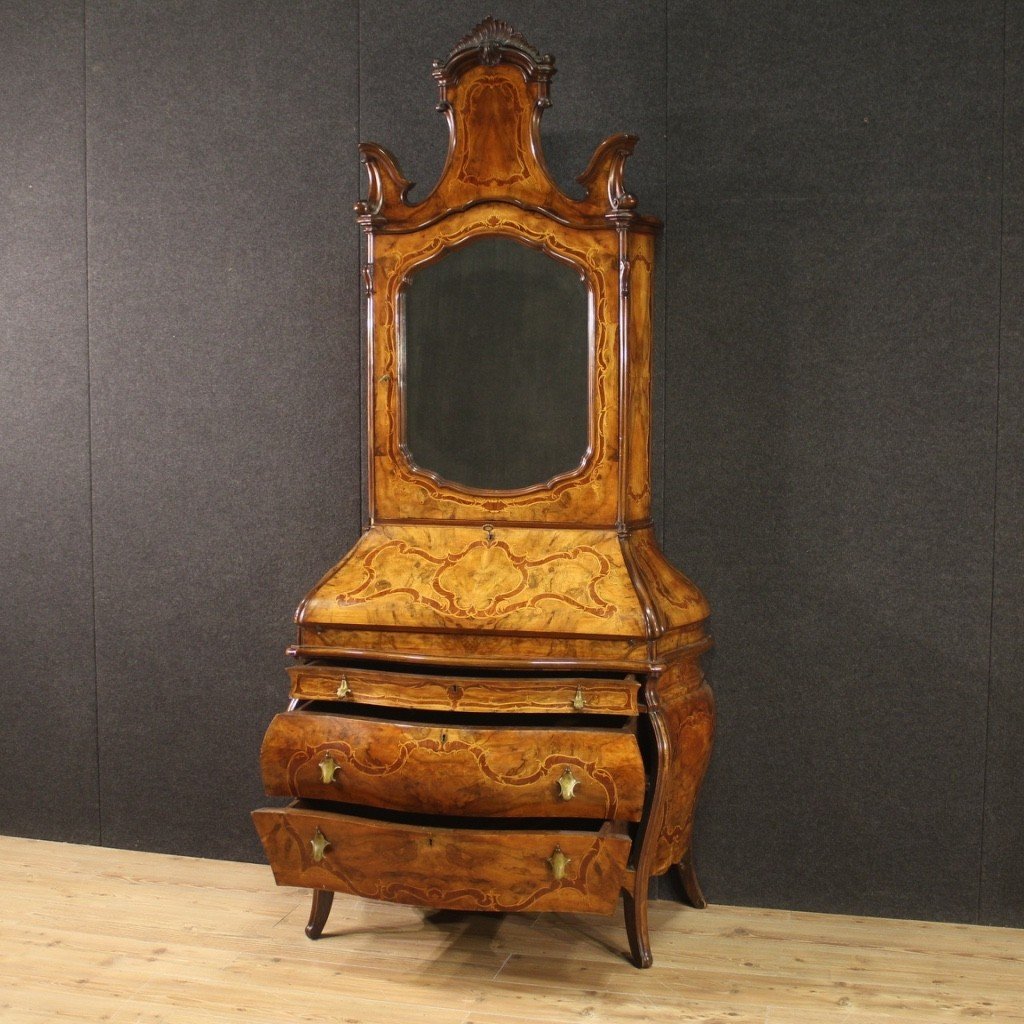 Trumeau in stile Rococò in legno intarsiato del XX secolo-photo-2