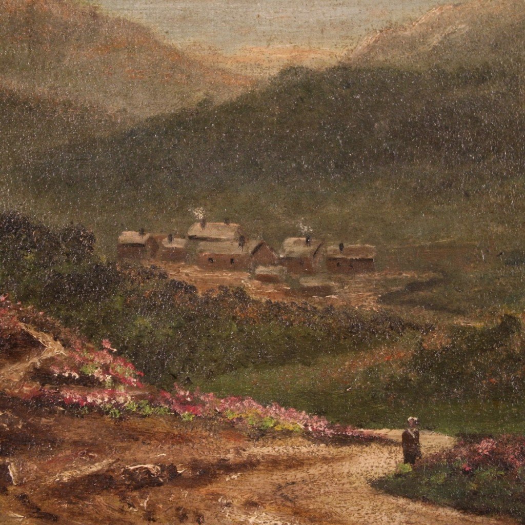 Piccolo dipinto francese paesaggio romantico anni 20'-photo-1