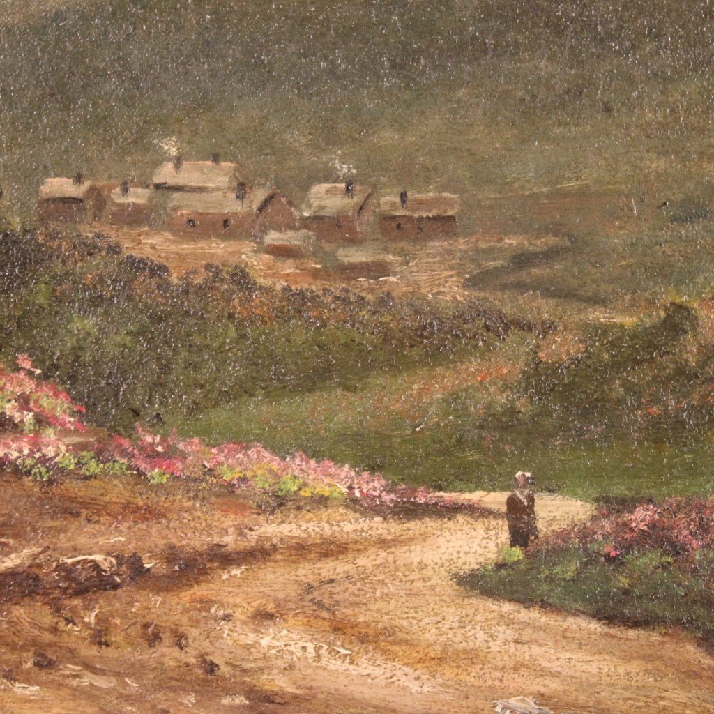 Piccolo dipinto francese paesaggio romantico anni 20'-photo-8