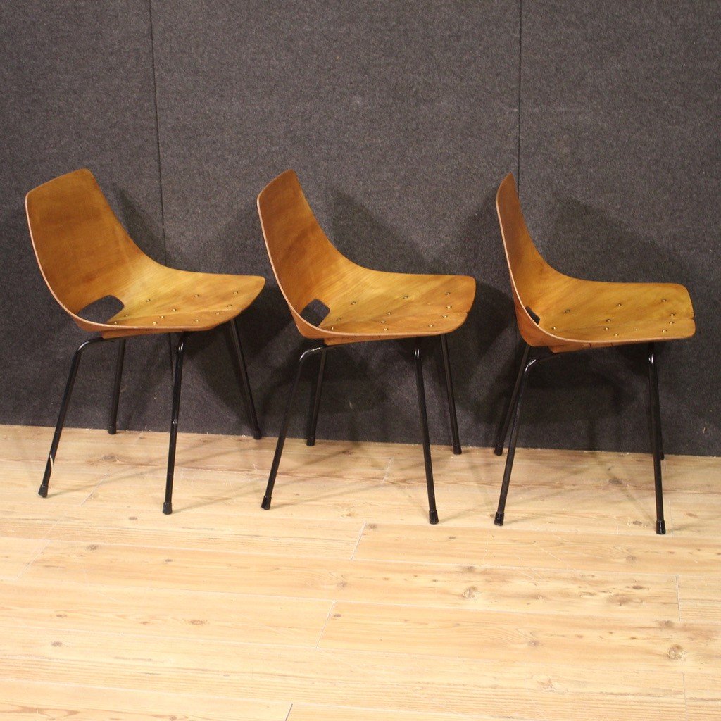 Tre sedie Tonneau di Pierre Guariche per Steiner anni 50' -photo-4
