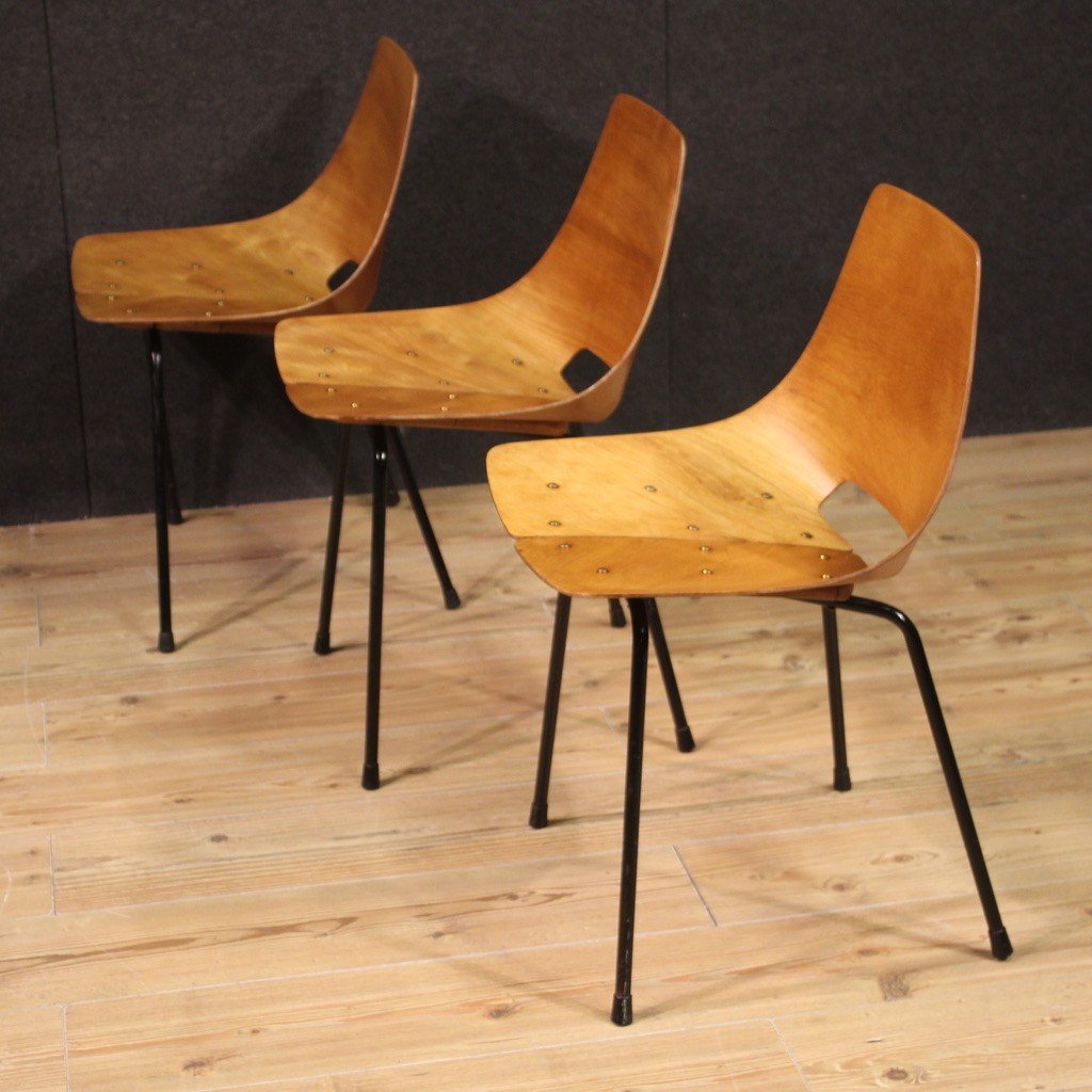 Tre sedie Tonneau di Pierre Guariche per Steiner anni 50' -photo-1