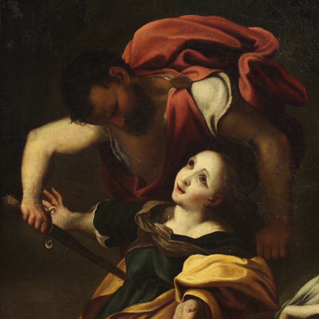 Seguace del Correggio del XVII secolo, dipinto Martirio di quattro Santi-photo-2