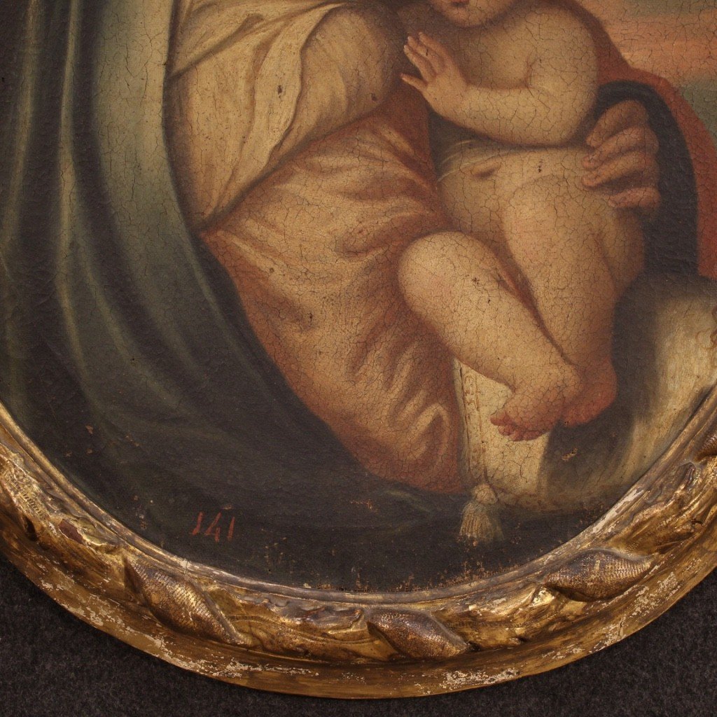 Dipinto religioso Madonna con bambino del XVIII secolo-photo-3