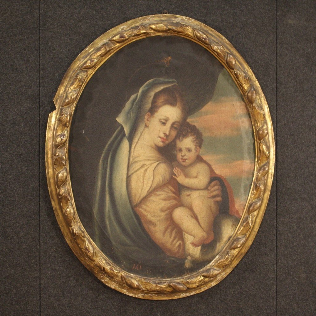 Dipinto religioso Madonna con bambino del XVIII secolo-photo-5