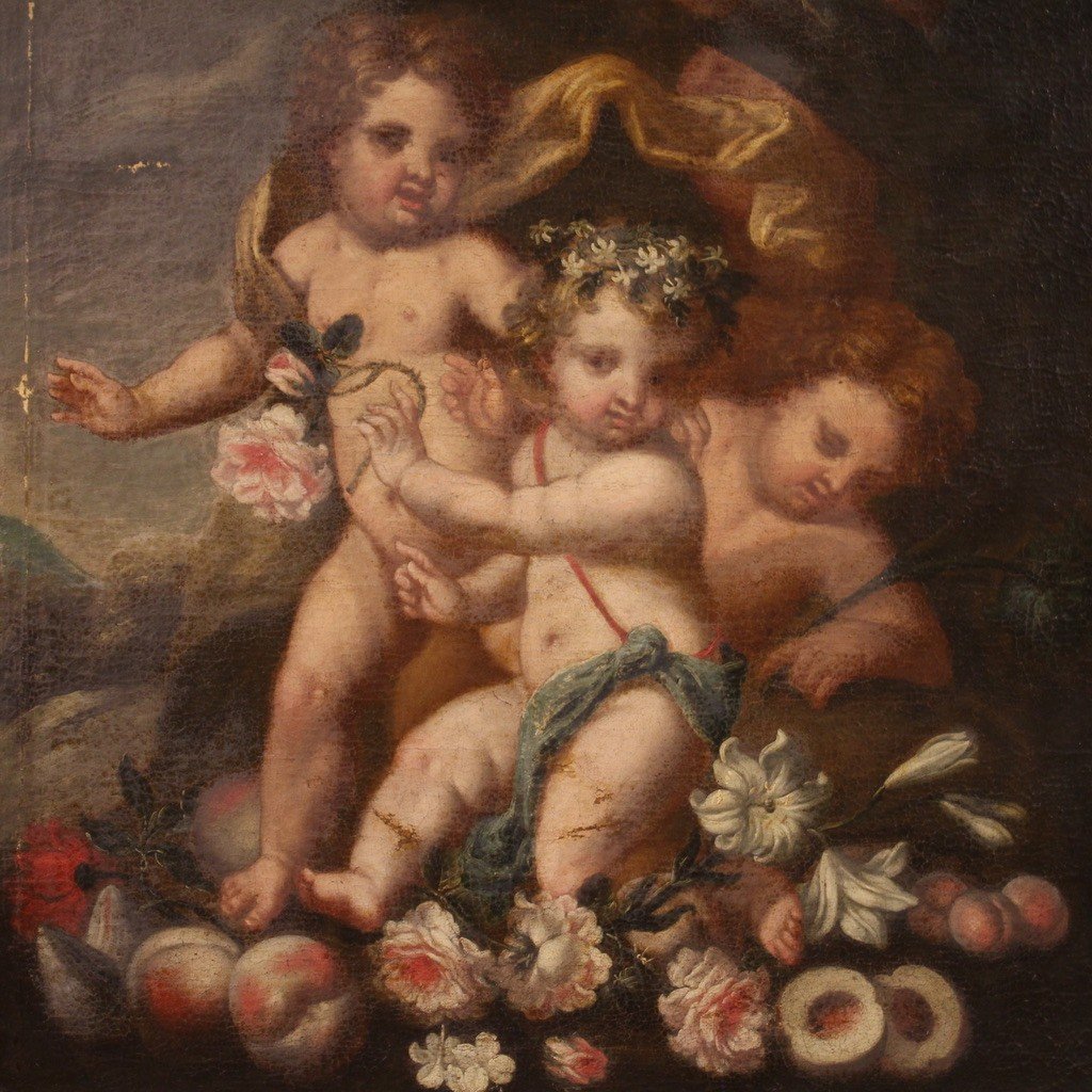 Splendido dipinto italiano del XVII secolo, Gioco di Putti-photo-3