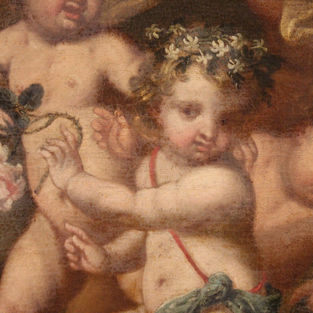 Splendido dipinto italiano del XVII secolo, Gioco di Putti-photo-4