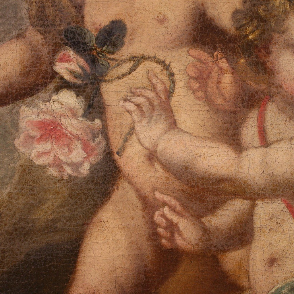 Splendido dipinto italiano del XVII secolo, Gioco di Putti-photo-2