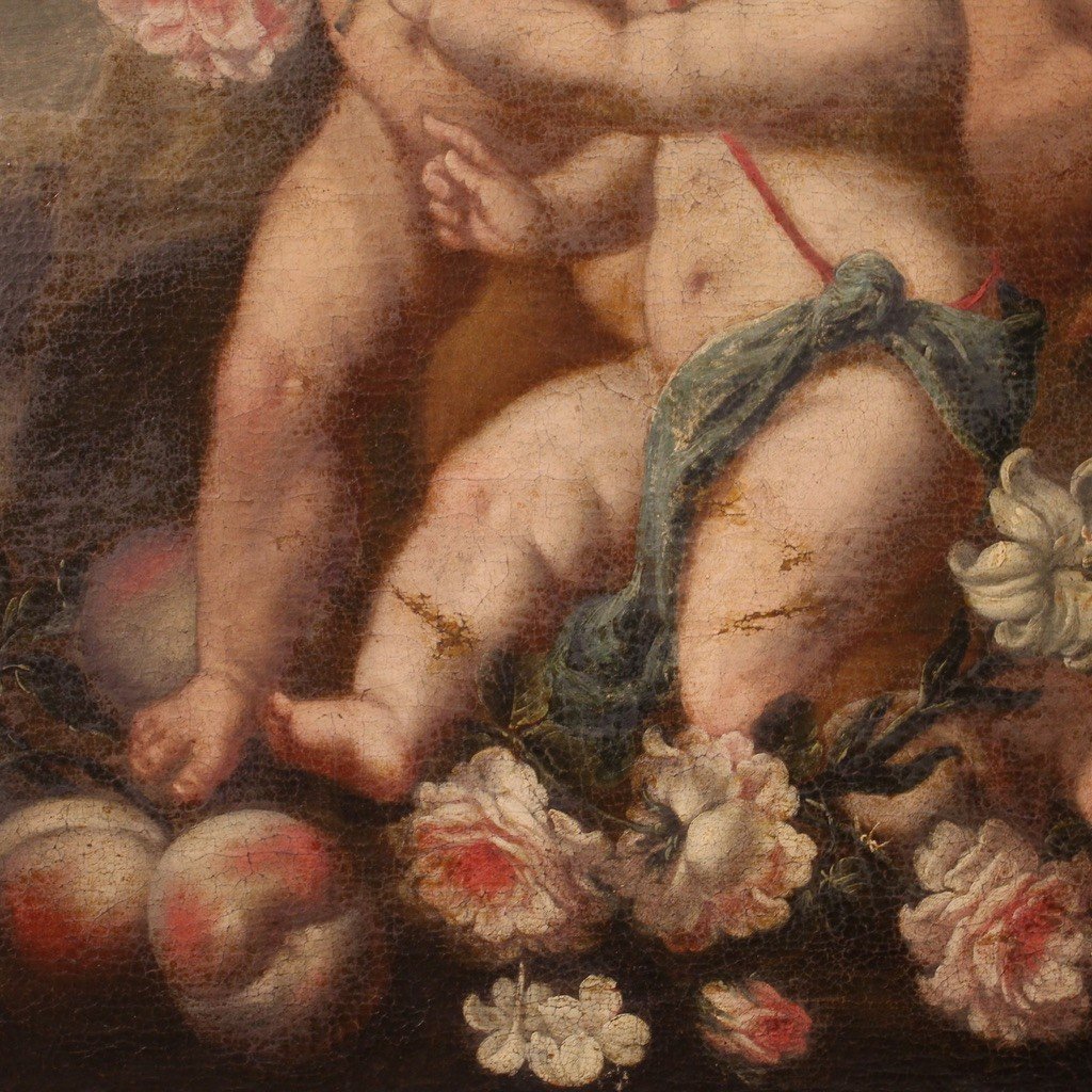 Splendido dipinto italiano del XVII secolo, Gioco di Putti-photo-8