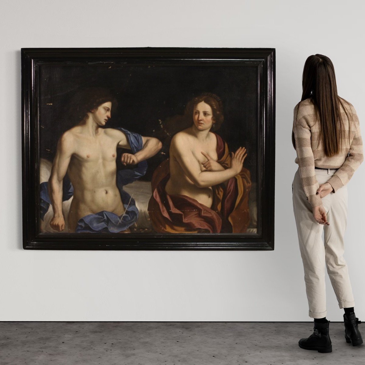 Meraviglioso quadro italiano del XVII secolo, Amnon e Tamar-photo-3