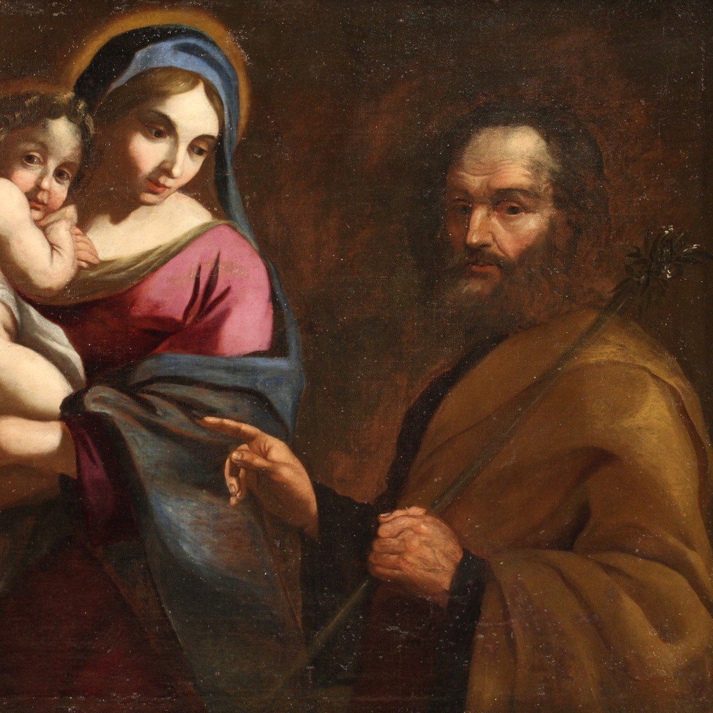 Antico quadro italiano del XVII secolo, Sacra Famiglia-photo-3