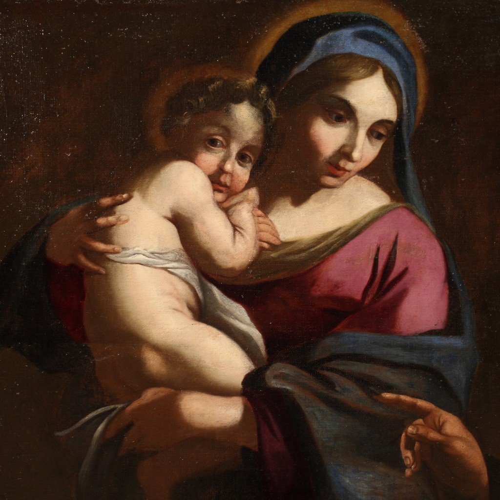 Antico quadro italiano del XVII secolo, Sacra Famiglia-photo-1