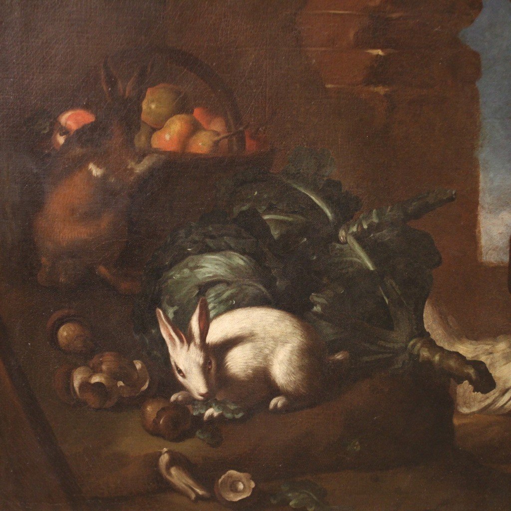 Scuola genovese del XVII secolo, coppia di dipinti nature morte-photo-1