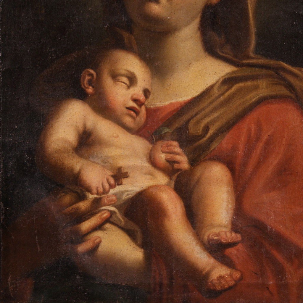 Antico dipinto Madonna col bambino del XVII secolo-photo-4